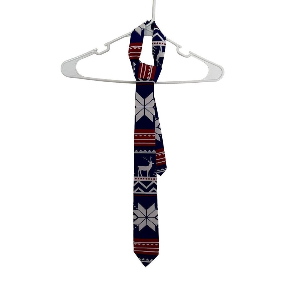Opposuits blue red and white formal christmas holiday patterned tie classic